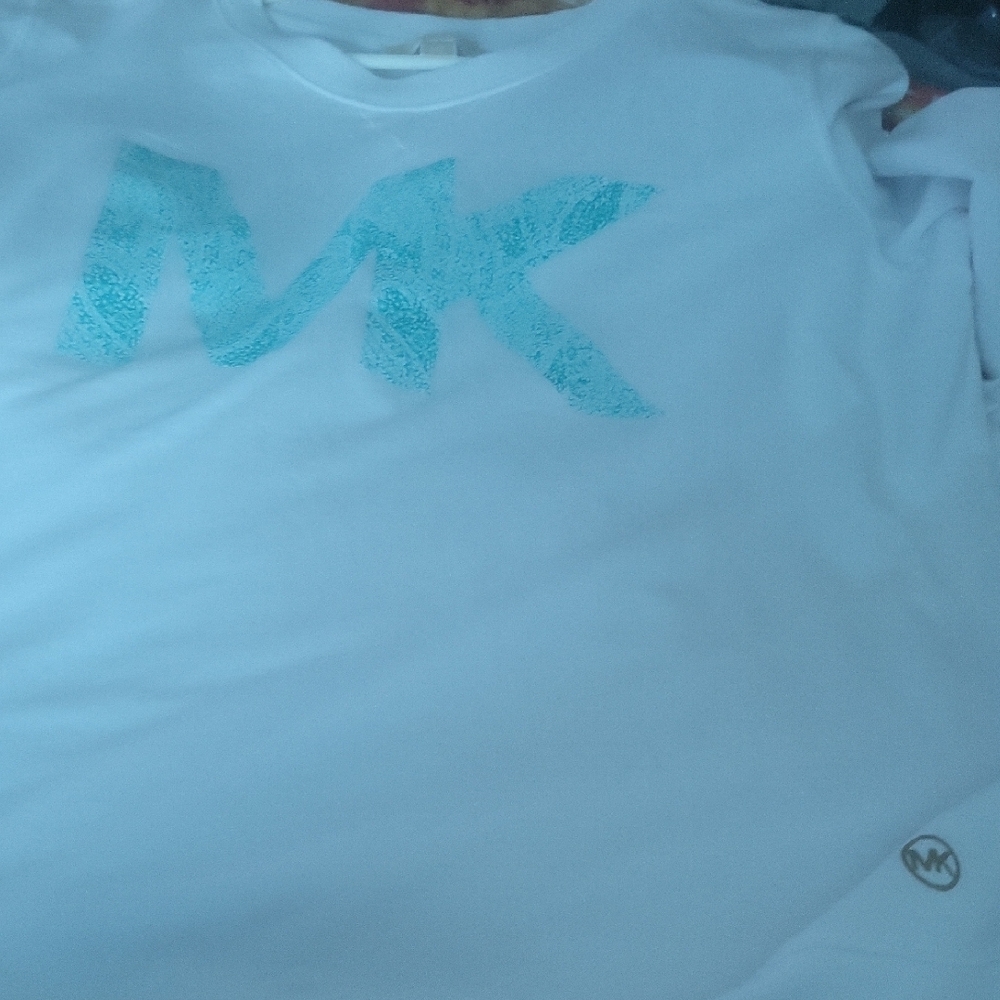 Michael Kors Blue and White Long Sleeve Sweater